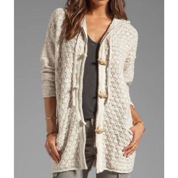 Free People Turn Up the Sun Toggle Sweater Oversized Cardian Size S Crochet Boho